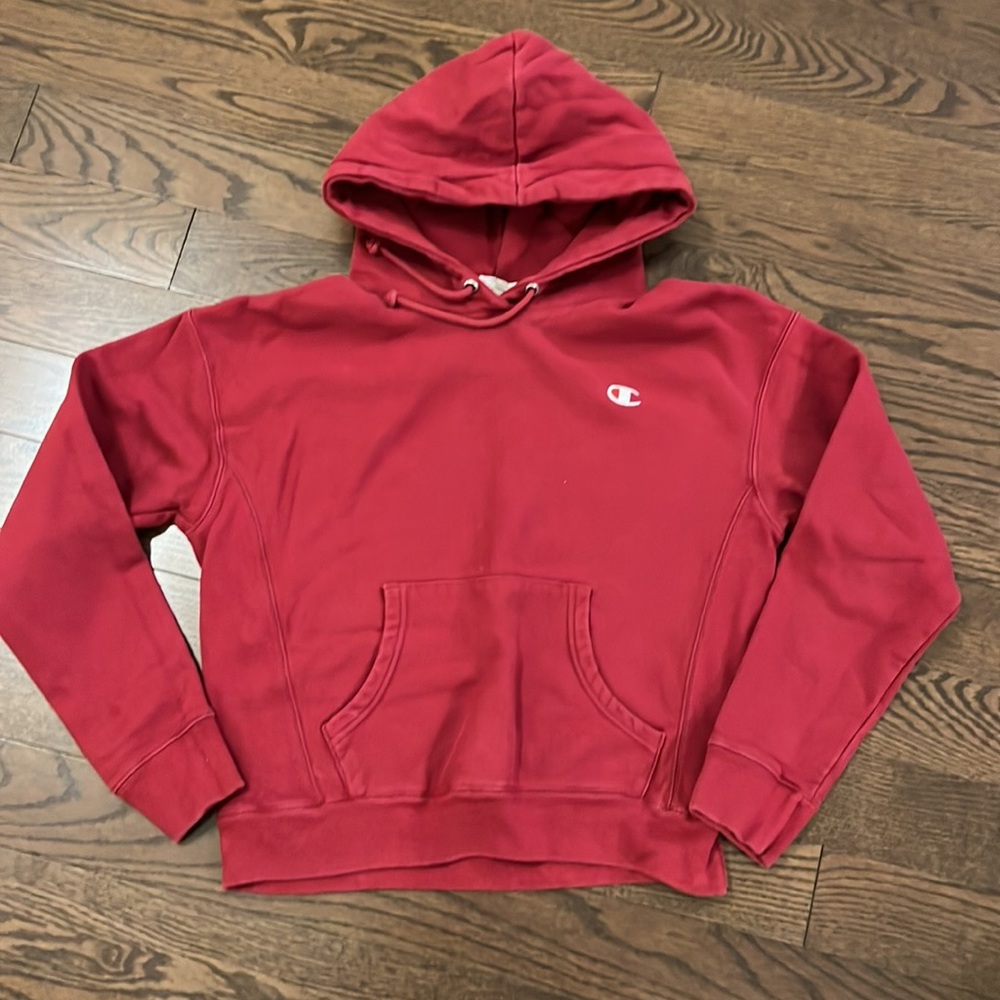 Champion hoodie- medium, color is cranberry